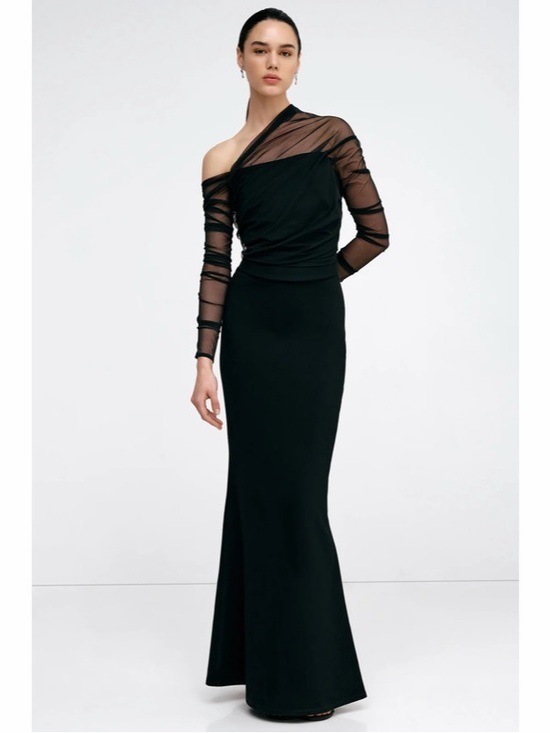 Marcella NYC Dresses & Skirts - NWT Marcella Black Monroe Dress European Ponte & Mesh Gown Womens Size M